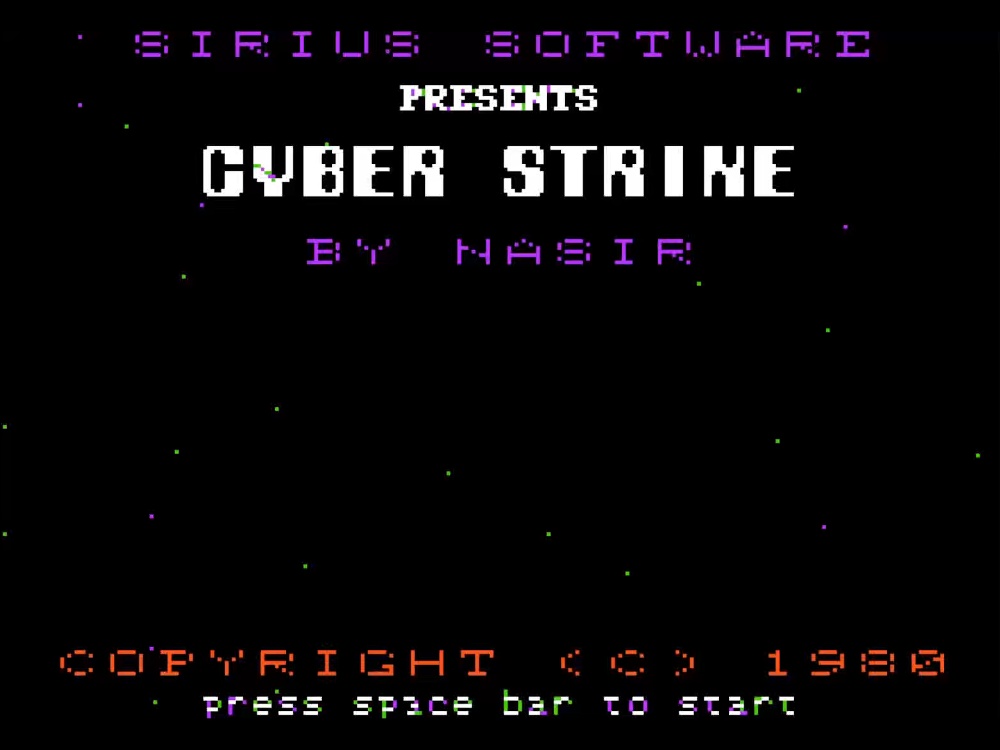 Title Screen of Cyber Strike for Apple II